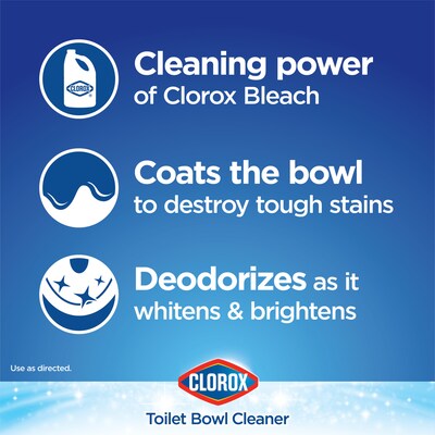 Clorox Disinfecting Toilet Bowl Cleaner with Bleach, Rain Clean Scent, 24 Oz., 2/Pack, 6 Packs/Carton (30924)