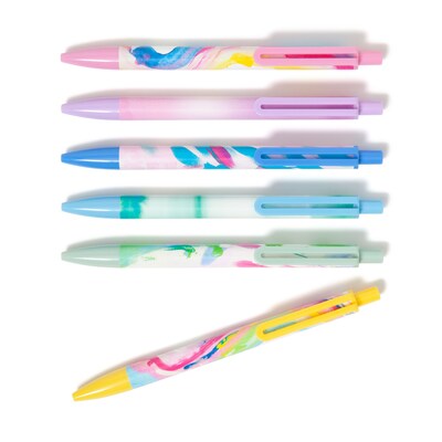 U Brands Laguna Retractable Pens, Bold Point, 1.0mm, Black Ink, 6/Pack (7316U06-48)