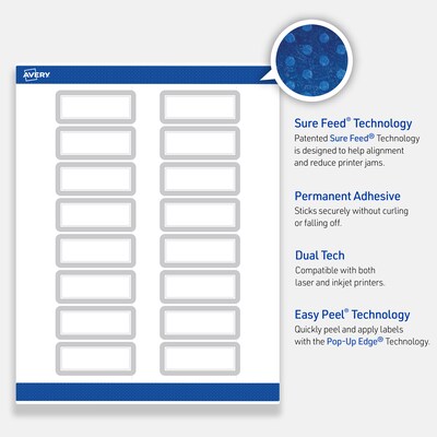 Avery Laser/Inkjet Rectangle Multipurpose Labels, 1" x 2-5/8", White, 160/Pack (S00-F36)