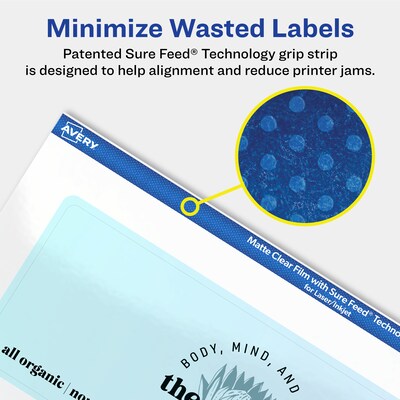 Avery Laser/Inkjet Rectangle Multipurpose Labels, 2-1/2" x 7", Clear, 30/Pack (94247)