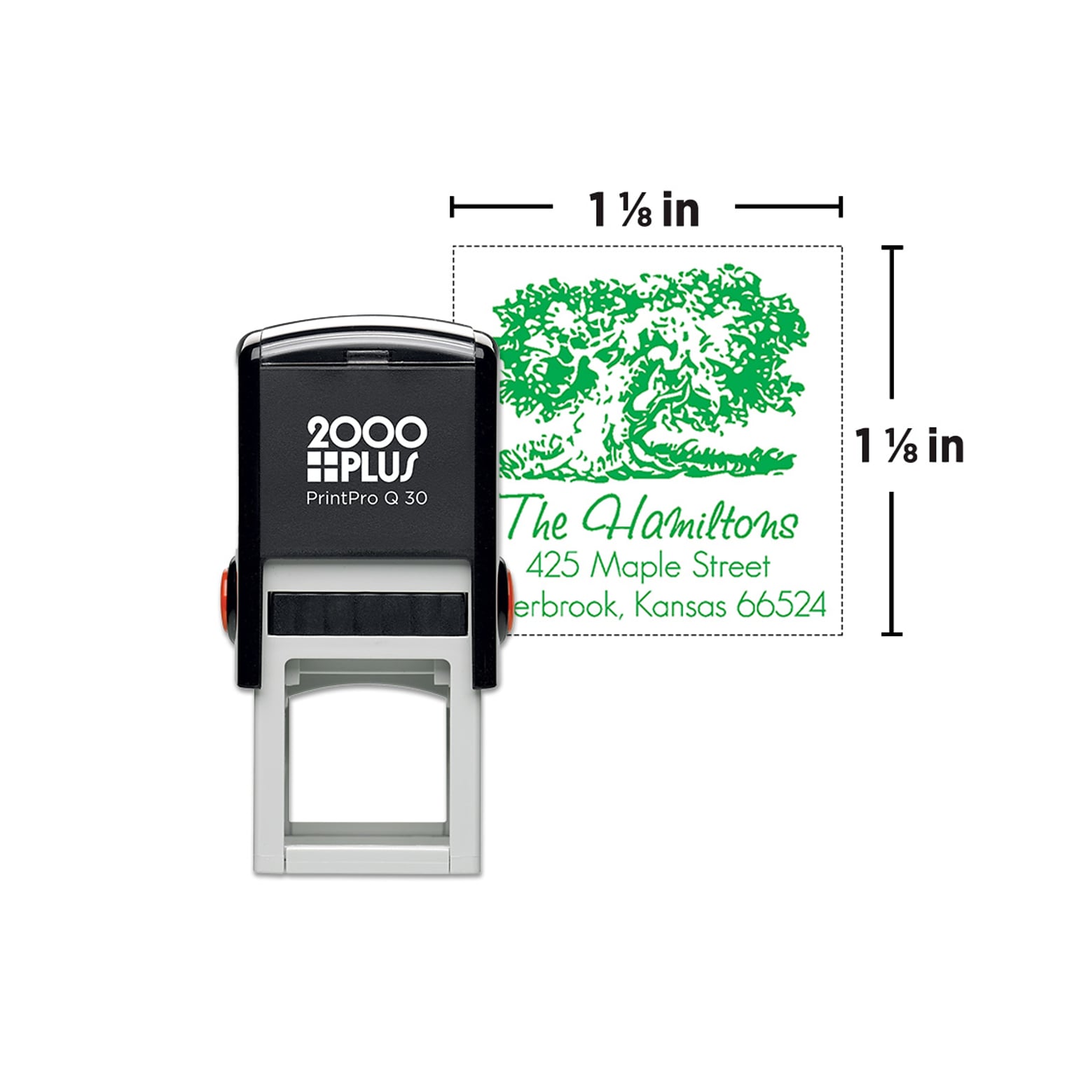 Custom 2000 Plus® PrintPro™ Q30 Self-Inking Square Stamp, 1-1/8 x 1-1/8