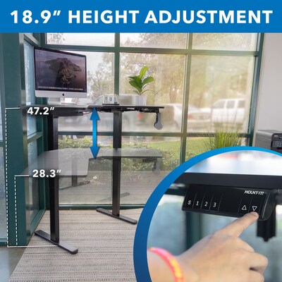 Mount-It! MI-15003 47"W L-Shaped Adjustable Particle Board Standing Desk, Black (MI-15003)