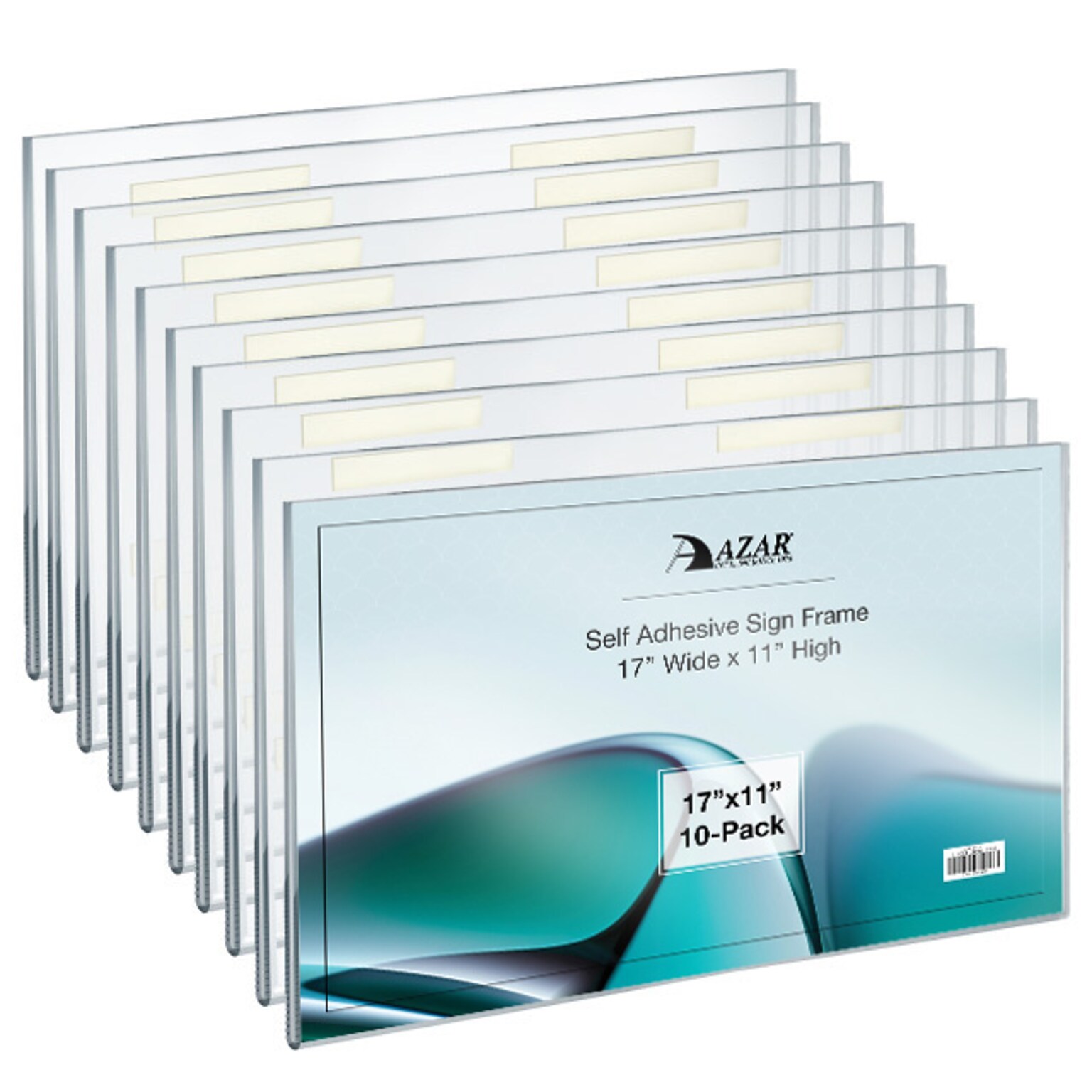 Azar  17 x 11 Sign Holder, Horizontal, Wall Mounted, Clear, Acrylic, 10/Pack (122037)