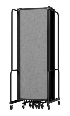 National Public Seating Robo Series 11-Panel Folding Mobile Room Divider, 72H x 256W, Grey Fabric (RDB6-11PT02)