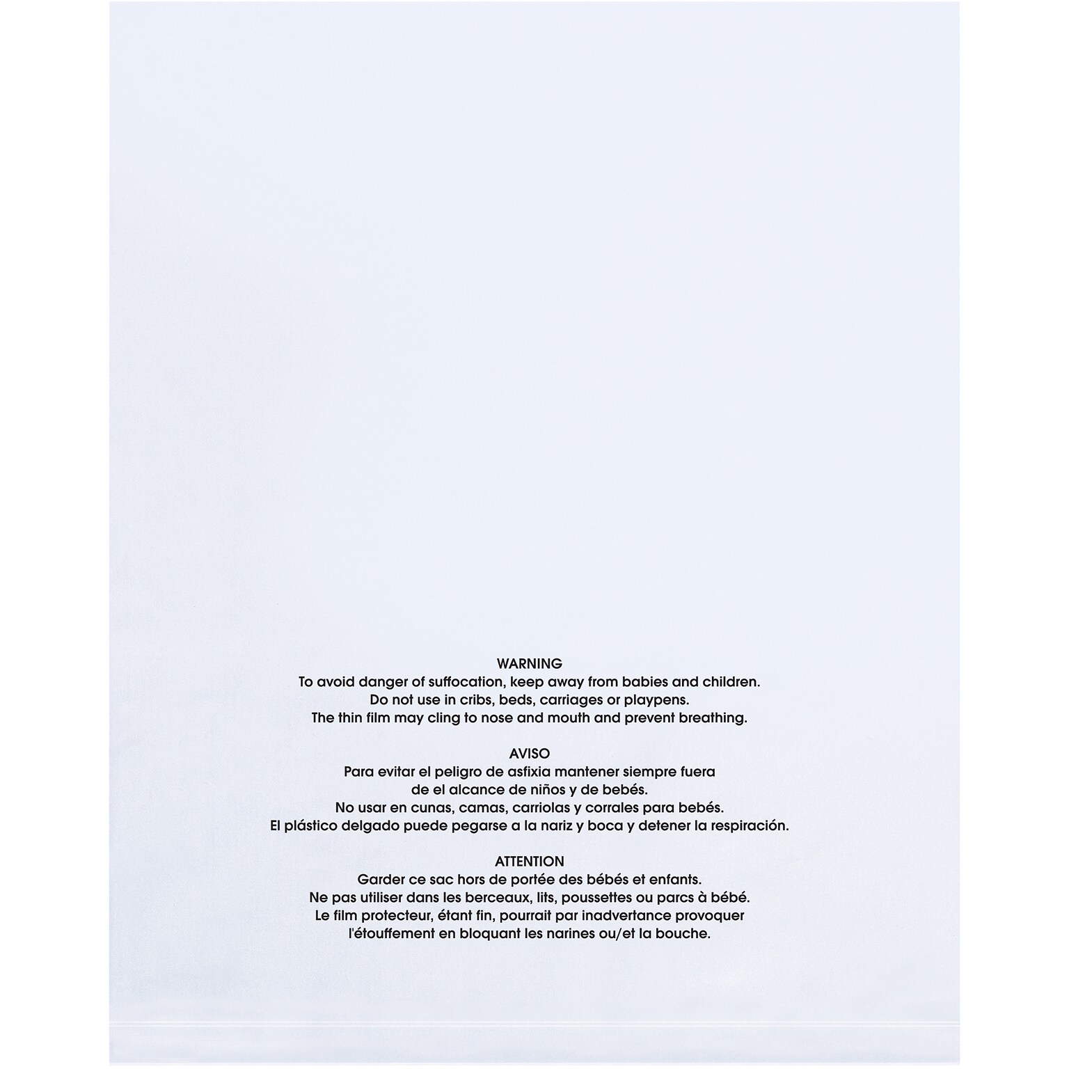 9 x 12 Suffocation Warning Layflat Poly Bags, 2 Mil, Clear, 1000/Carton (PBM09122)
