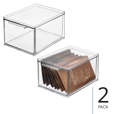 iDESIGN Stackable Storage Drawer, Plastic, Clear, 2/Pack (29202M2)