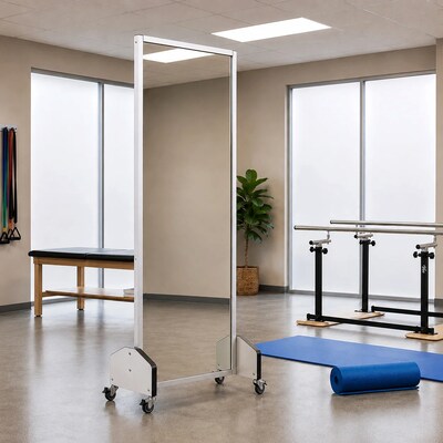 Viva Comfort 72" Mobile Rehabilitation Treatment Mirror with Locking Casters & Safety-Backed Glass, Gray (908-02-MK)