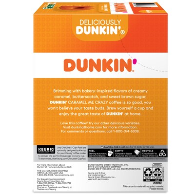 Dunkin' Caramel Me Crazy Coffee, Keurig K-Cup Pod, Medium Roast, 88/Carton (5000364900CT)