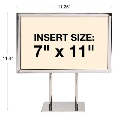 Global Printed Products Horizontal Generic Holder, 7" x 11", Table Top/Countertop, Silver Metal (CTSGN-7X11)