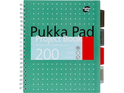 Pukka Pad Metallic 5-Subject Notebook, Ruled, 100 Sheets, Green, 3/Pack (8748-MET)