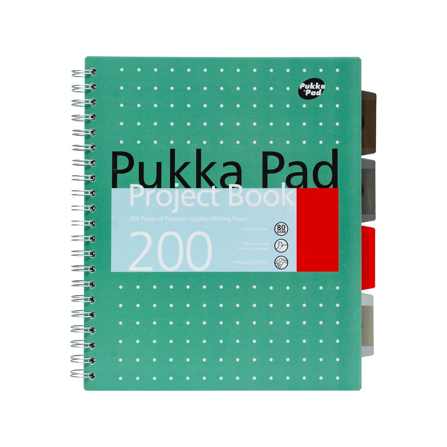 Pukka Pad Metallic 5-Subject Notebook, Ruled, 100 Sheets, Green, 3/Pack (8748-MET)