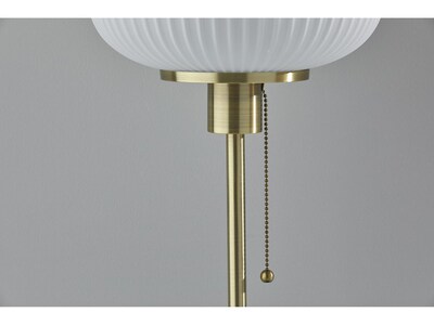 Adesso Hazel 65" Antique Brass Floor Lamp with Round Frosted Shade (4278-21)