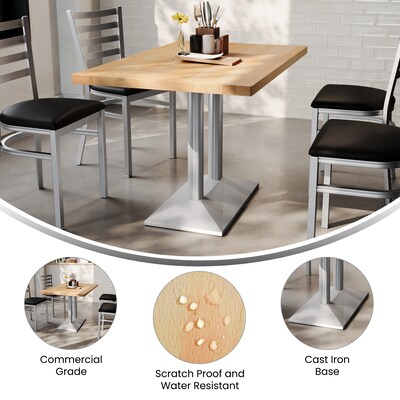 Flash Furniture Bennett Wooden Commercial Indoor Table, 48" x 30", Natural Top/Silver Base (GSF3048NTTB002S)