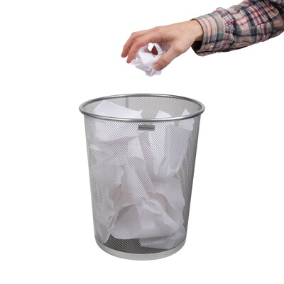Mind Reader Metal Mesh Trash Can Without Lid, 4.4 Gallon, Silver (1CIRGA-SIL)