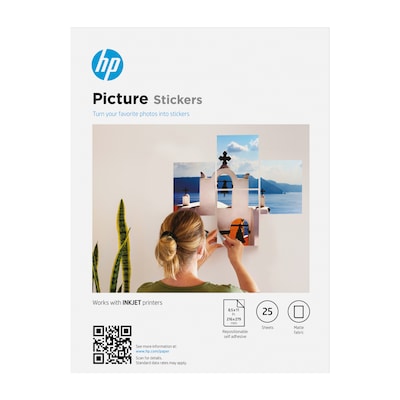HP Advanced Picture Stickers, 8.5 x 11, 25 Sheets/Pack (8L1U9A)