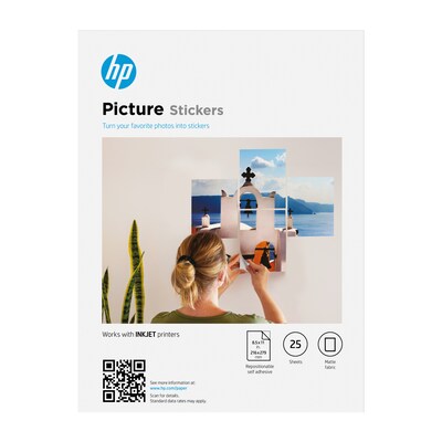 HP Picture Stickers, 8.5 x 11, 25 Sheets/Pack (8L1U9A)