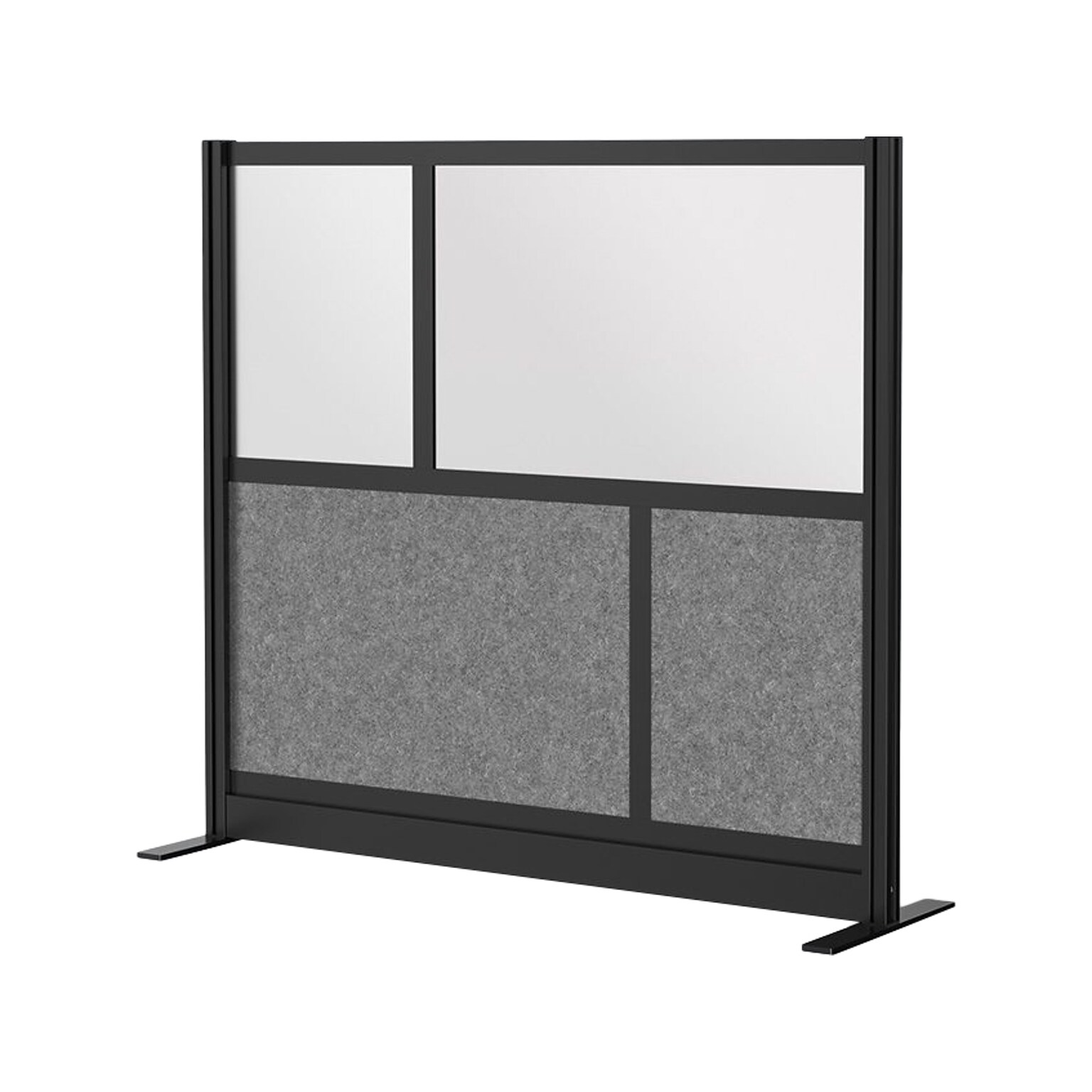Luxor Expanse Series 4-Panel Freestanding Modular Room Divider System Starter Wall, 48H x 53W, Black/Gray, PET/Acrylic