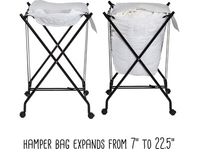 Honey-Can-Do Collapsible Wheeled Bounce-Back Hamper with Lid, Black/White (HMP-09748)