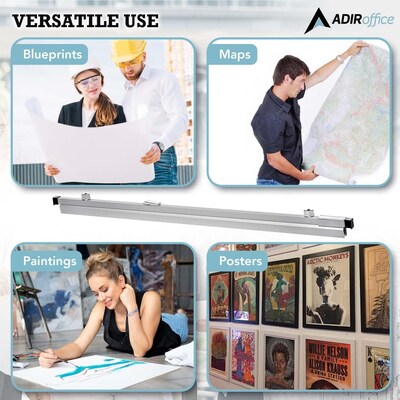 AdirOffice Hanging Clamp Document Holder, 42", Horizontal, Silver Aluminum, 12/Pack (ADI6056--2)