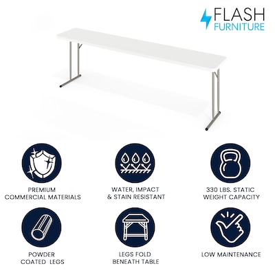 Flash Furniture Elon Folding Table, 96 x 18, Granite White (DADYCZ2442GW)