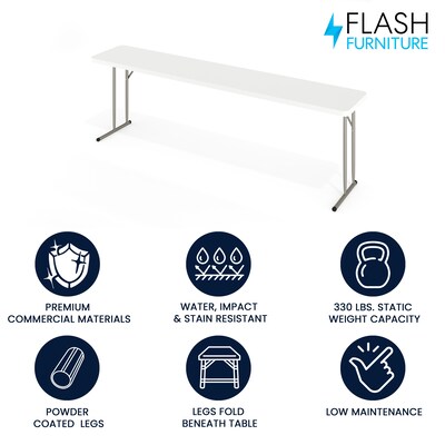 Flash Furniture Elon Folding Table, 96 x 18, Granite White (DADYCZ2442GW)