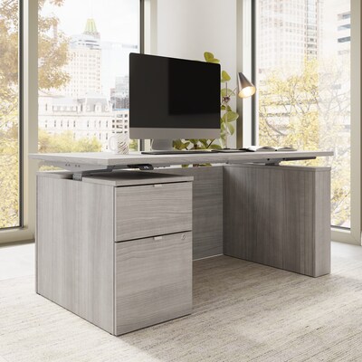 Bush Business Furniture Stratus 60W Electric Adjustable Standing Desk with File Cabinet, Platinum Gray (SUT007PG)