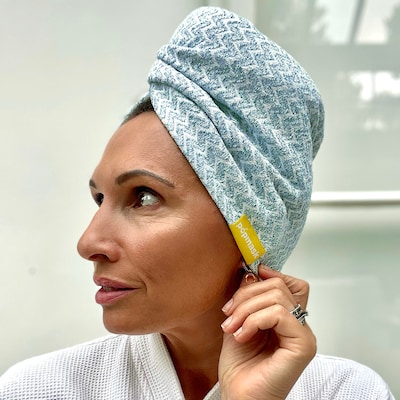 Popmask London Fast Drying Microfiber Hair Towel Blue (1BTUR)