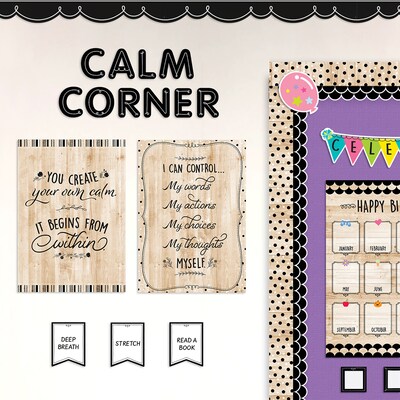 Creative Teaching Press Core Decor Black, White, and Wood Inspire U 4-Poster Pack (CTP10988)