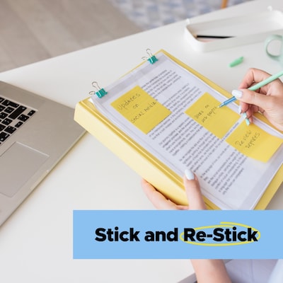 Post-it Recycled Pop-up Super Sticky Notes, 3" x 3", Canary Collection, 70 Sheets/Pad, 6 Pads/Pack (R330R-6SSCY)