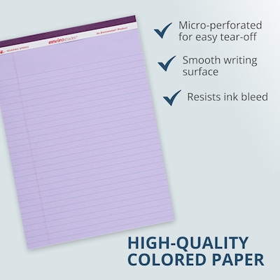 Roaring Spring Paper Products Enviroshades Notepad, 8.5" x 11.75", Wide Ruled, Orchid, 50 Sheets/Pad, 3 Pads/Pack (74143)