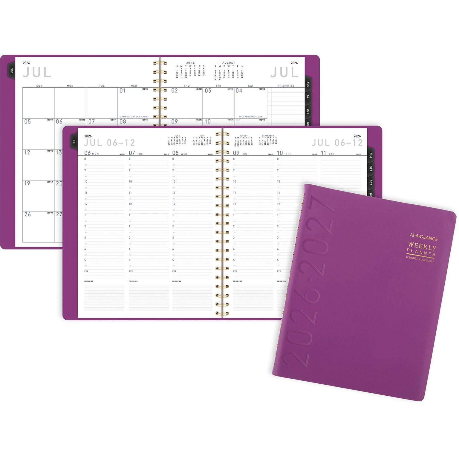 2026-2027 AT-A-GLANCE Contemporary 8.25 x 11 Academic Weekly & Monthly Planner, Faux Leather Cover, Purple (70-957X-18-27)