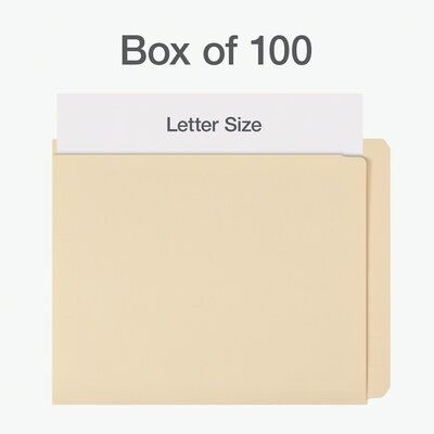 Pendaflex File Folder, Straight Cut, Letter Size, Manila, 100/Box (16640)