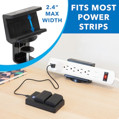 Mount-It! 3-Outlet 3-USB Port Desktop Power Strip with Clamp Desk Mount, Black (MI-7281B)
