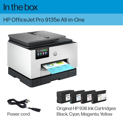 HP OfficeJet Pro 9135e Wireless Color Inkjet Printer, All-In-One, Print, Scan, Copy, Fax (404M0A#B1H)