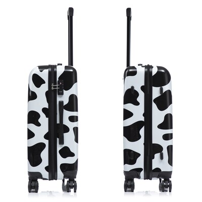 InUSA Prints 24" Hardside Suitcase, 4-Wheeled Spinner, TSA Checkpoint Friendly, Cow Animal Print (IUAPC00M-COW)