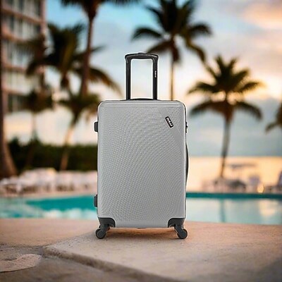 DUKAP Discovery 24" Hardside Suitcase, 4-Wheeled Spinner, TSA Checkpoint Friendly, Silver (DKDIS00M-SIL)