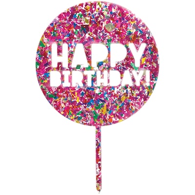 Party City Confetti Happy Birthday Cake Topper (AM100128)