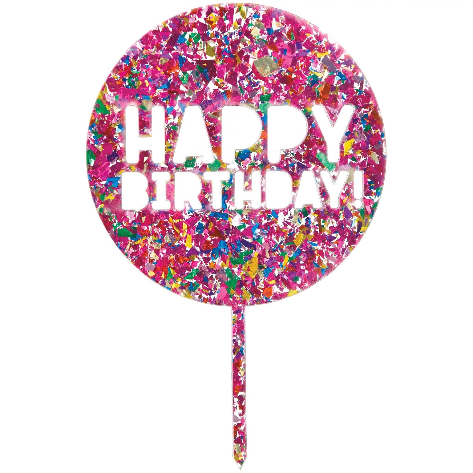 Party City Confetti Happy Birthday Cake Topper (AM100128)