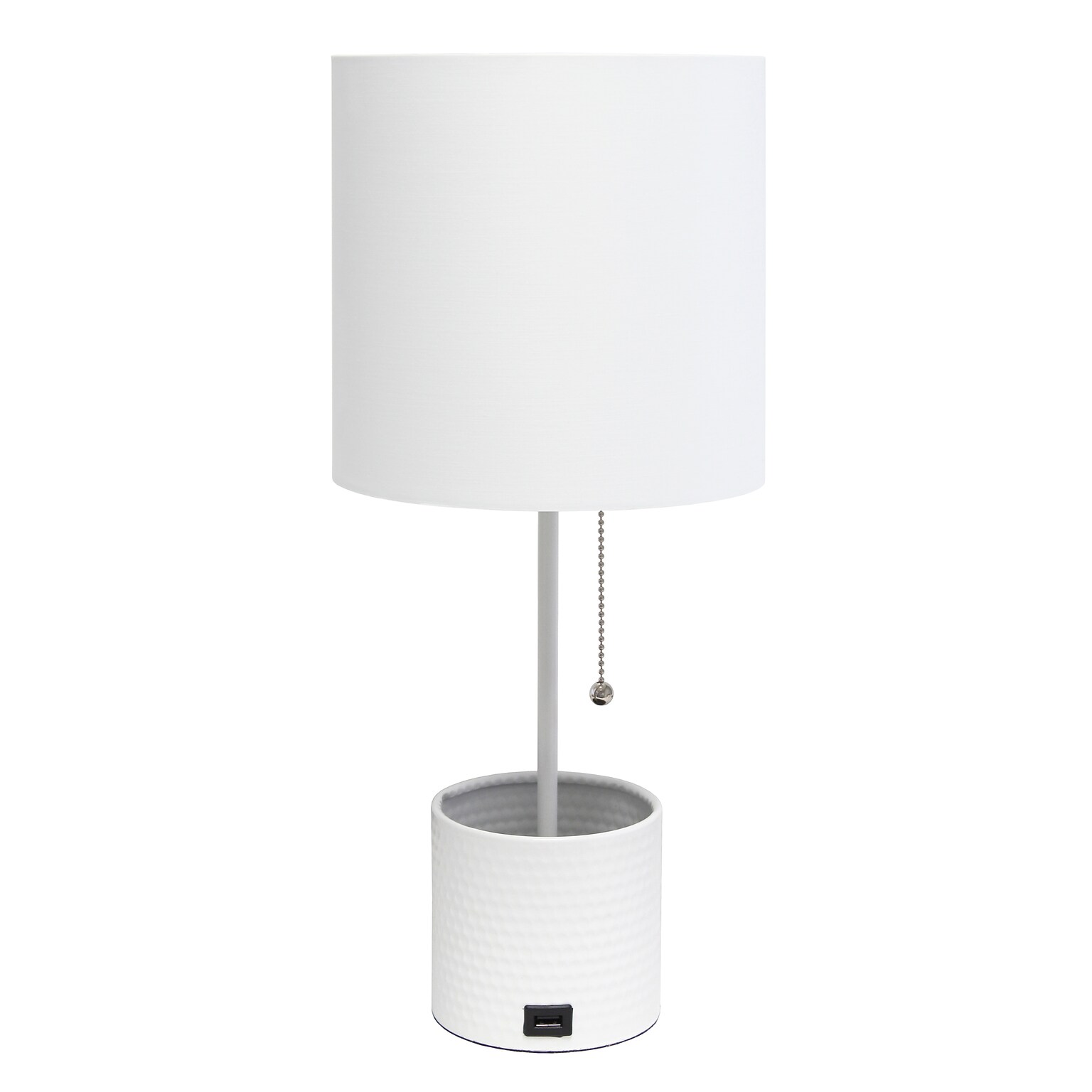 Creekwood Home 18.5 LED Table Lamp with USB Port, White (CWT-1007-WH)