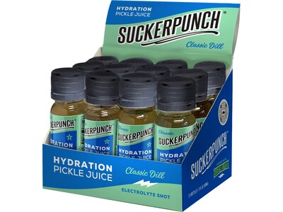 SuckerPunch Classic Dill Pickle Hydration Pickle Juice Shooter, 2 oz., 12 Bottles/Case (SPPJH2-6860)