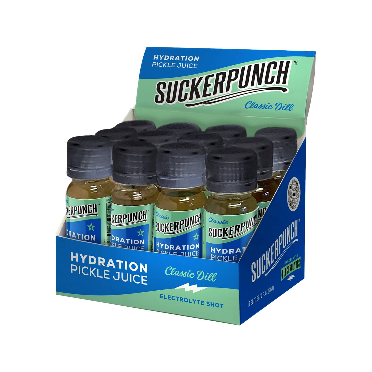 SuckerPunch Classic Dill Pickle Hydration Pickle Juice Shooter, 2 oz., 12 Bottles/Case (SPPJH2-6860)