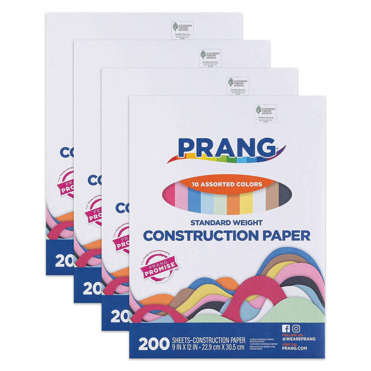 Prang 9 x 12 Construction Paper, Assorted Colors, 200 Sheets/Pack, 4 Packs/Bundle (PAC94450)