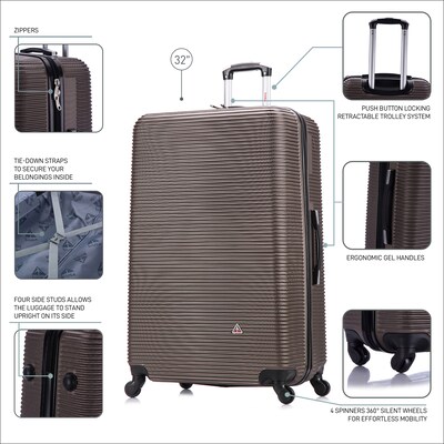 InUSA Royal 32" Hardside Suitcase, 4-Wheeled Spinner, TSA Checkpoint Friendly, Brown (IUROY00XL-BRO)