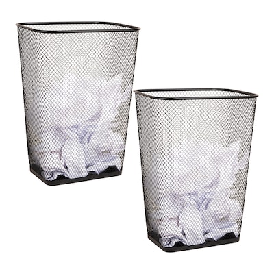 Mind Reader Metal Trash Cans, 10.67 Gallon, Black, 2/Pack (2LASBIN-BLK )