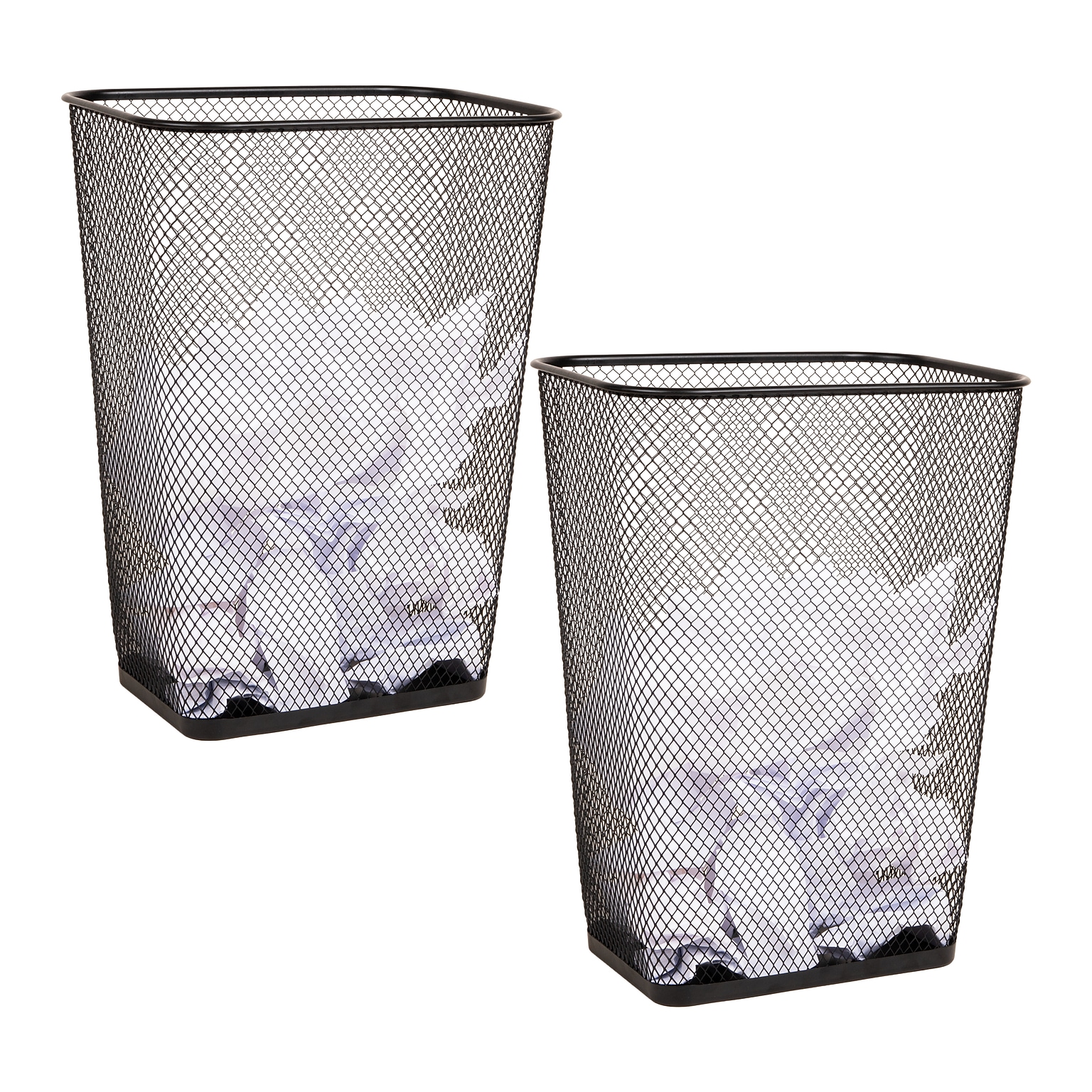 Mind Reader Metal Trash Cans, 10.67 Gallon, Black, 2/Pack (2LASBIN-BLK )