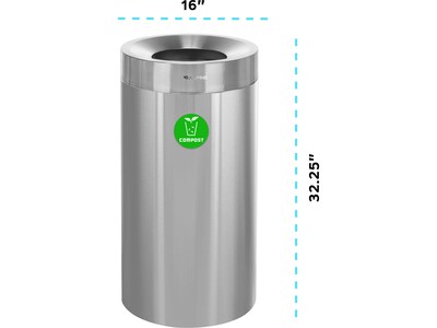 Alpine Industries 27 Gallon Indoor Compost Bin, Silver (475-27-CO)