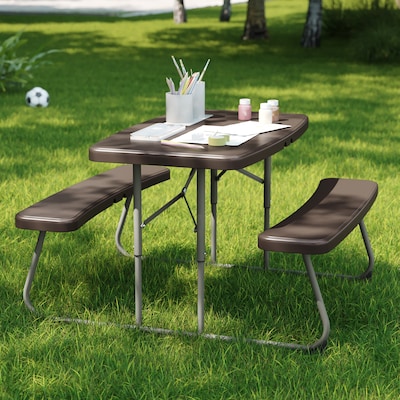 Flash Furniture Paige 37.5" x 32.625" Picnic Folding Table, Brown (RBEBB2432FD2BR)