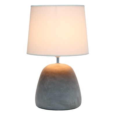 Simple Designs Round Concrete Table Lamp, White (LT2058-WHT)