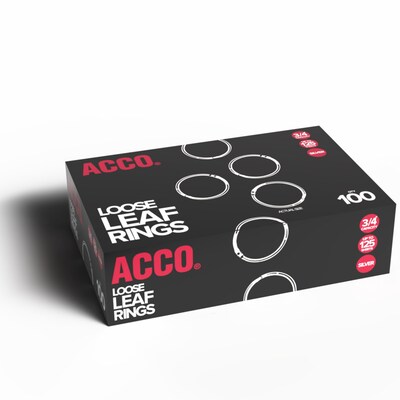 ACCO Book Rings, Silver, 100/Box (A7072201)