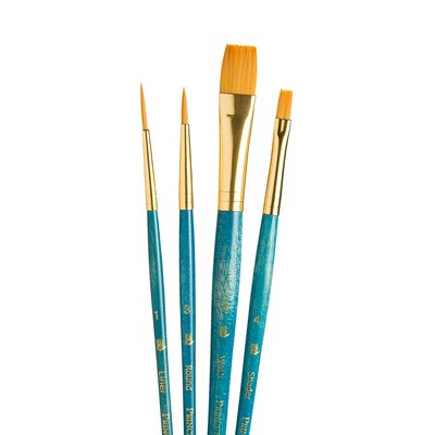 Princeton RealValue Mixed Media Synthetic Taklon, Variety Brush Set, 4/Set, 3 Sets/Bundle (PBXPR9172-3)